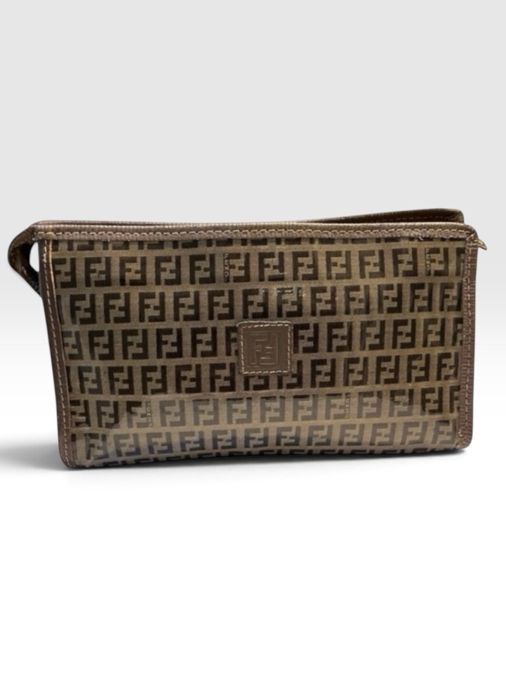 Fendi Vintage Zucca FF Monogram Pochette Crystal Clutch Bag